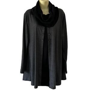 Bebonnie XXXL Gray & Black Cowl Neck Knit Tunic Top